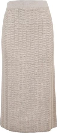 Herno herringbone midi skirt - women - Fabric - S - Neutrals