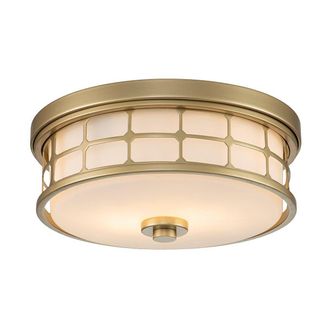 Netlighting Quoizel Guardian Cylindrical Ceiling Light Painted Natural Brass IP44 in Yellow