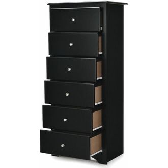 Costway Wooden Chest of Drawers,40D x 59W x 135H cm, 6-Drawer Dresser Cabinet, Floor Standing Tall Narrow Storage Cupboard Organiser Unit for