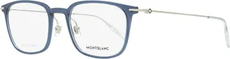 Montblanc MB0100O Rectangular Metal Frame Eyeglasses - Blue