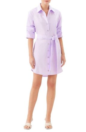Fifteen Twenty Tatum Long Sleeve Tie Waist Cotton Shirtdress in Lilac at Nordstrom, Size X-Small