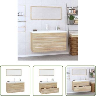 vidaXL vidaXL Specchio da trucco - Set Mobili da Bagno 3 pz Rovere Sonoma