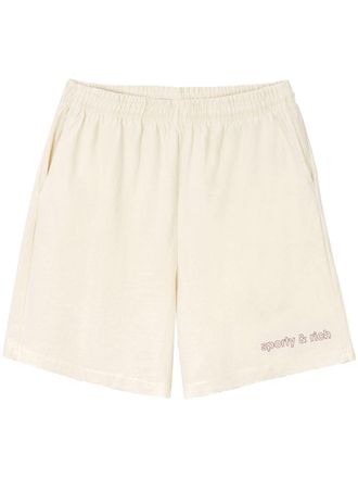 Sporty & Rich embroidered-logo cotton shorts - White