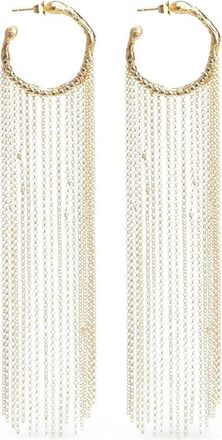Forte_Forte Hoop Sculpture Fringed Oorbellen - Dames - Oorbellen - Beige - ONE Size - Accessoires
