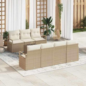 vidaXL Vidaxl - Conjunto De Sof&aacute; De Jard&iacute;n 8 Pcs Beige, Crema 55 X 55 X 37 Cm