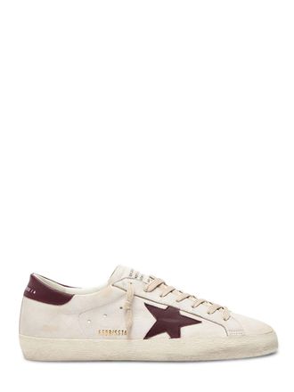 Golden Goose Low-Top Leather Sneakers with Burgundy Accents