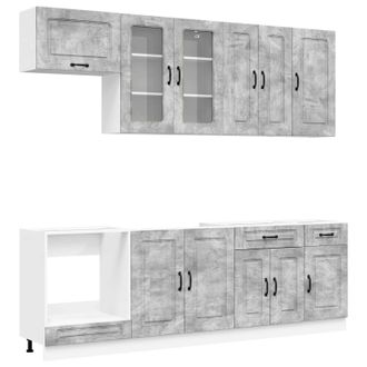 vidaXL Unidad De Cocina Kalmar 8 Uds. Gris Hormig&oacute;n Vidaxl