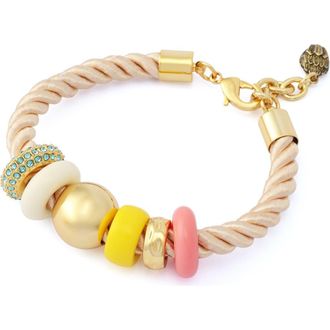 Kurt Geiger Mixed Media Beaded Cord Bracelet in Gold/Multi at Nordstrom