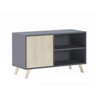 Skraut Home Skraut Home - Mobile tv 100 con porta sinistra, soggiorno, modello wind, struttura colore Grigio Antracite, porta Puccini, misure 95x40x40x57cm di