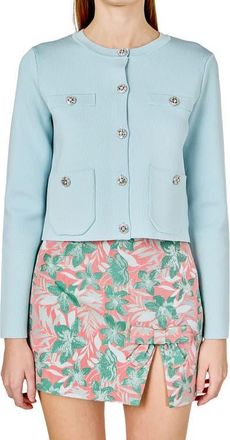 endless rose Rhinestone Cardigan in Powder Blue at Nordstrom, Size X-Small