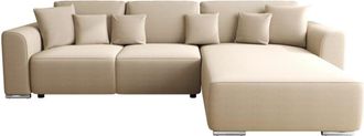 VENTE-UNIQUE.COM Sofá rinconera poliéster 5 plazas beige 293x195cm