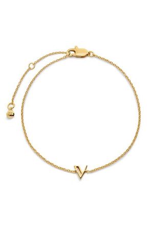 Monica Vinader Initial Chain Bracelet in 18K Gold Vermeil V at Nordstrom