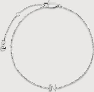 Monica Vinader Sterling Silver Initial N Chain Bracelet