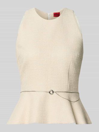 HUGO BOSS Slim Fit Blusentop aus reiner Baumwolle Modell CALETI in Offwhite, Gr&ouml;&szlig;e 32