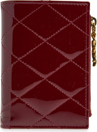 Saint Laurent Cassandre Bijou Diamond Quilted Patent Leather Bifold Wallet in Grenade at Nordstrom