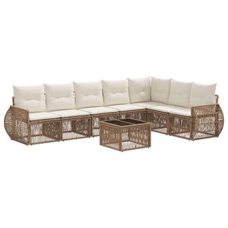 vidaXL Conjunto De Sof&aacute;s De Jard&iacute;n 8 Pcs Beige Y Blanco Crema Vidaxl