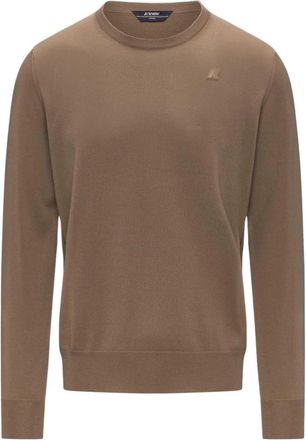 K-Way Bruine Merinowol Ronde Hals Trui - Heren - Ronde hals truien - Bruin - M - Wol - Truien & Vesten