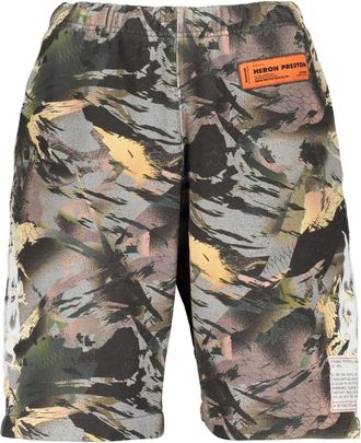 Heron Preston Fleece Shorts met Print - Heren - Korte Broeken - Veelkleurig - S - Katoen - Korte Broeken