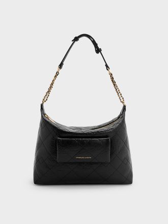 Charles & Keith Duo Quilted Front-Pocket Hobo Bag