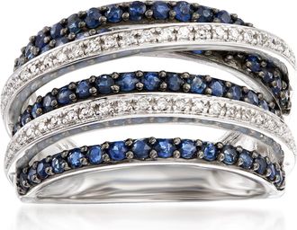 Ross-Simons Sapphire and. Diamond Highway Ring in Sterling Silver