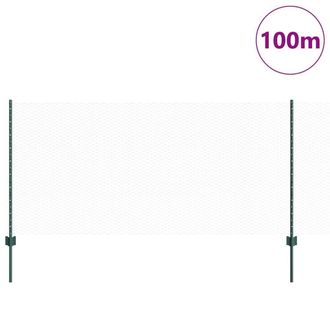 Berkfield Home Green Fence Posts 11 pcs U-Channel Green 100 cm Steel, Hexagon Fe