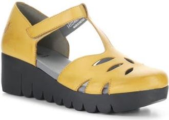 FLY London Velt Platform Wedge Fisherman Sandal in Mustard at Nordstrom, Size 10-10.5Us