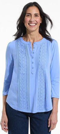 Lands End 3/4 Sleeve Lightweight Jersey Embellished Top in Clear Blue Sky at Nordstrom, Size X-Large