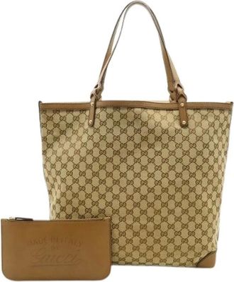 Gucci Pre-owned Tote Bags, female, Beige, Size: ONE SIZE Pre-owned GG Canvas Tote Bag