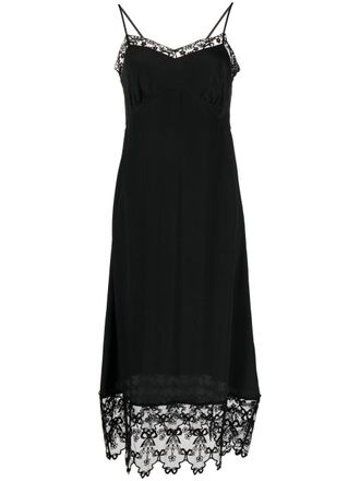 Simone Rocha lace-trimmed midi dress - Black