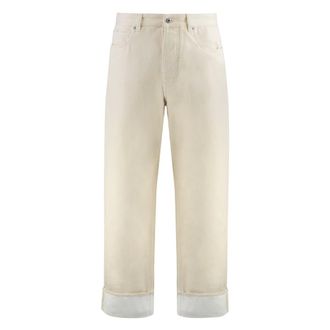 Bottega Veneta Straight Jeans, male, Beige, Size: M Cuffed Jeans