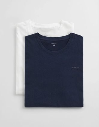 GANT Mens GANT 2-Pack Mens Crew Neck T-Shirts - 109 Navy/White - Size: 40