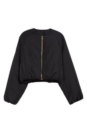 Alaia Plie Collarless Bomber Jacket in Noir Alaia at Nordstrom, Size 10 Us