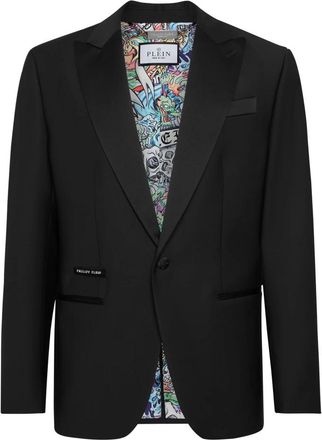 Philipp Plein One-Button Blazer Slim Fit - Heren - Blazers - Zwart - L - Wol - Jassen