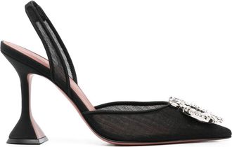Amina Muaddi Womens Slingback Pumps Begum Mesh 95 Black Sandal