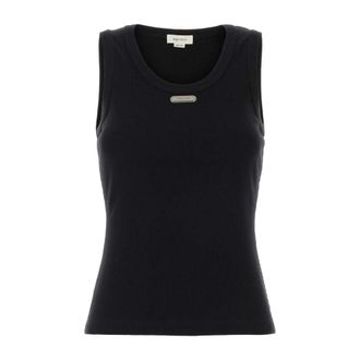 Alexander McQueen Alexander McQueen, Sleeveless Tops, female, Black, Size: M Placket Tank Top