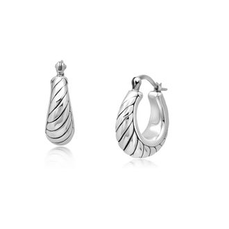 MAX + STONE Sterling Silver Round Braided Twist Hoop Earrings