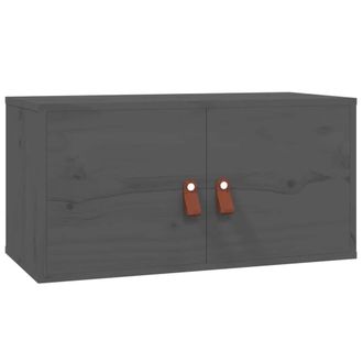 Berkfield Home Wall Cabinets 2 pcs Grey 60x30x30 cm Solid Wood Pine | Size: 60 x 30 x 30 cm