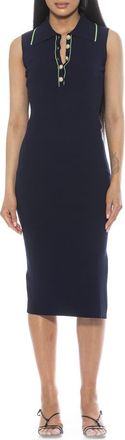 Alexia Admor Myah Imitation Pearl Button Knit Midi Dress in Navy at Nordstrom Rack, Size X-Small