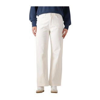 Colourful rebel Broeken, Dames, Wit, S, Denim, Hoge Taille Wijde Pijp Denim Broek