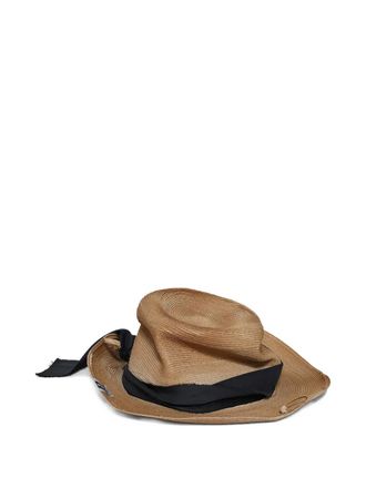 Miharayasuhiro ribbon-detail straw hat - men - Straw - One Size - Neutrals