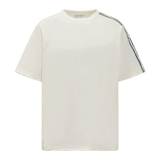 Yohji Yamamoto T-Shirts, male, White, Size: XL Raw Edge 3 Stripes Short Sleeve Tee