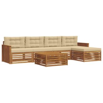 vidaXL Conjunto De Sof&aacute;s De Exterior Con Coj&iacute;n 6 Pcs Natural Y Beige Vidaxl