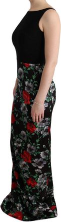 Dolce & Gabbana Womens Multicolor Floral Print Stretch Sheath Long Dress