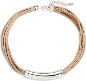 Nordstrom Tube Pendant Multistrand Cord Necklace in Taupe- Silver at Nordstrom Rack