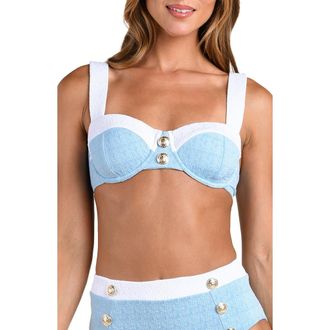 L'agence Alexandria Colorblock Bikini Top in Powder Blue at Nordstrom, Size X-Large