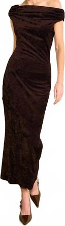 Line & Dot Brylie Velvet Maxi Dress In Dark Brown