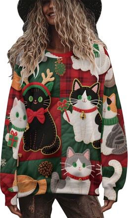 Generic Christmas Jumpers for Women Long Sleeve Xmas Novelty Printed Sweaters Ladies Christmas Tops Pullover Crew Neck Sweatshirt T-Shirt Womens Xmas Holiday 