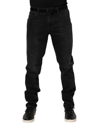 Dolce & Gabbana Mens Distressed Slim Fit Jeans - Black Cotton - Size EU 52 (Mens)