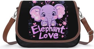 Generic Majestic Elephant Crossbody Bag Womens Handbag PU Message Bags Shoulder Purse with Adjustable Strap