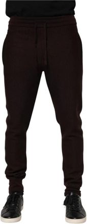 Dolce & Gabbana Luxe Cashmere Silk Jogger Trainingsbroeken - Heren - Sweatpants - Bruin - M - Kasjmier - Broeken